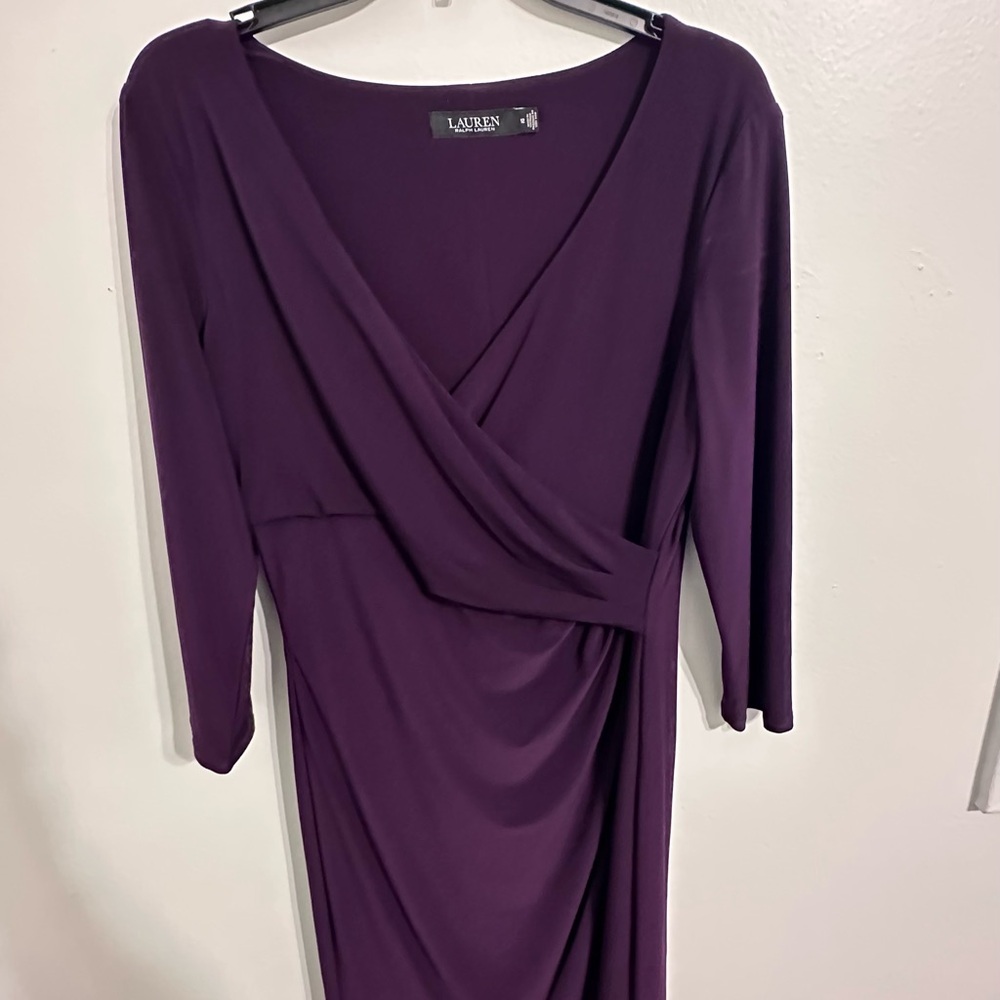 Ralph Lauren Purple Ruched Wrap Dress